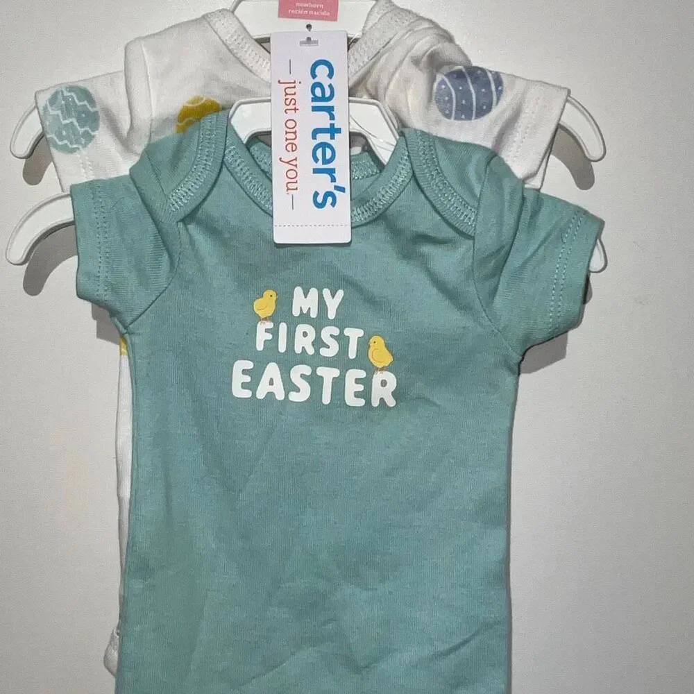 Lot of 2 Carter's Newborn My‎ First Easter Bodysuit Size 6-9 lb/0-3 Months NWT
